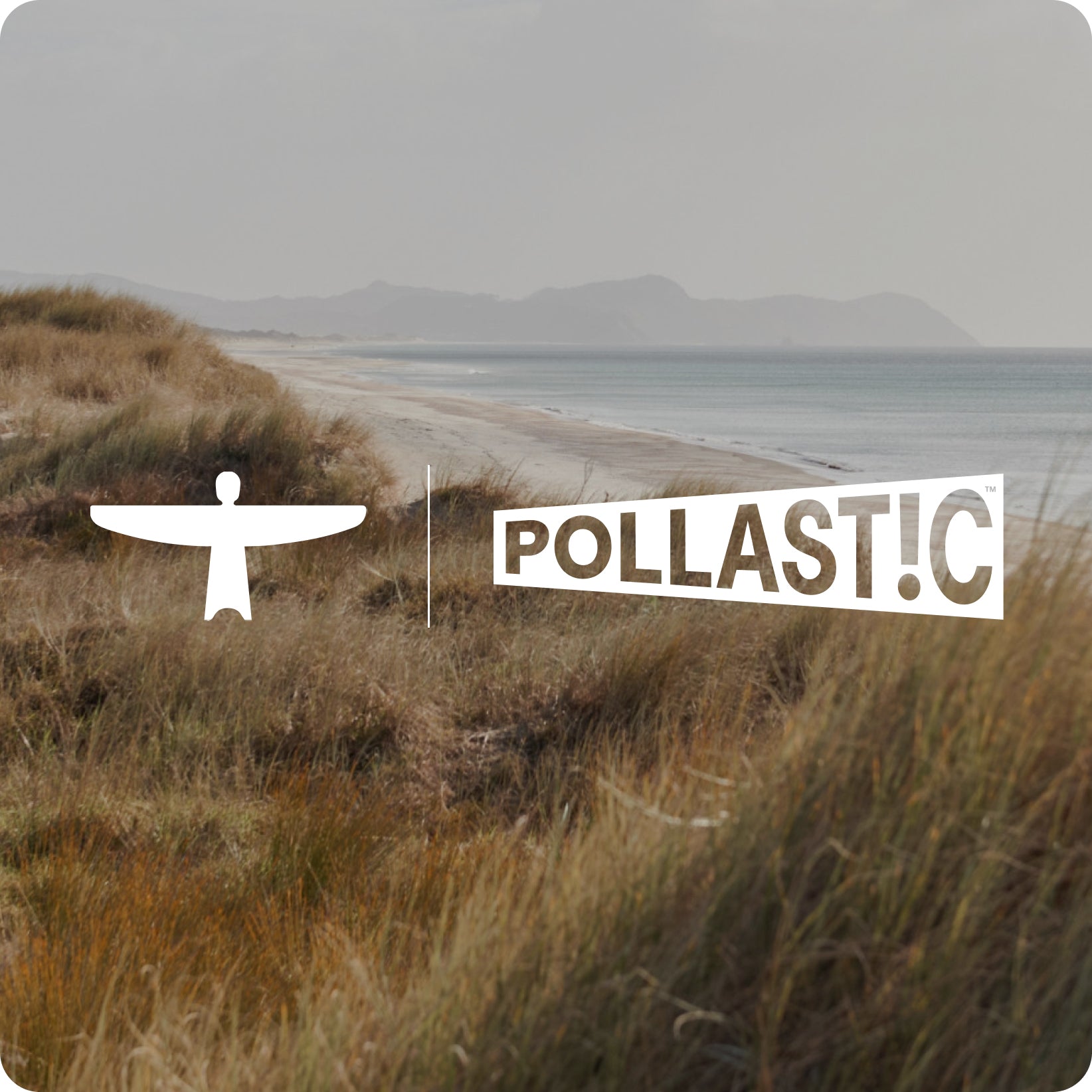 Beach landscape image with POLLAST!C and Untouched World logos overlayed